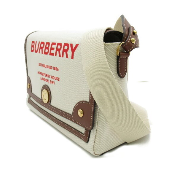 Burberry Horseferry Crossbody Bag Leather White Tan - Picture 3 of 7